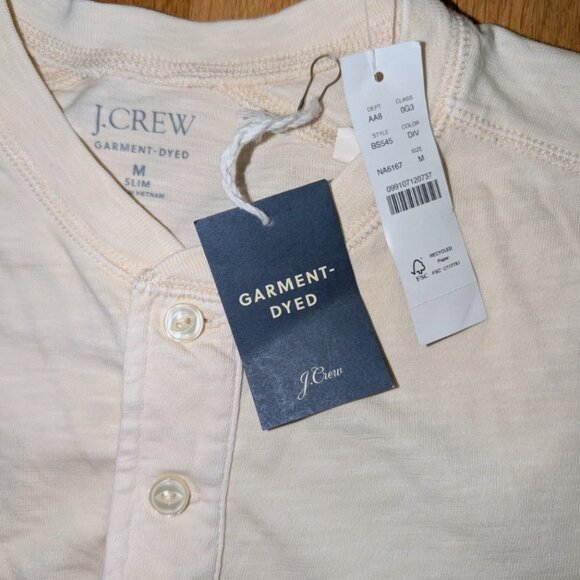 J. Crew - Men’s - Garment-Dyed Slub Cotton Henley - Neutral Cream - Medium - NWT - Picture 4 of 8